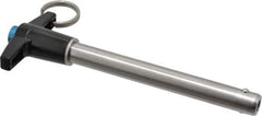 Jergens - 1/2" Diam, 4" Usable Length, T Handle, Push Button Quick Release Pin - 6-1/8" Overall Length, Grade 17-4 Stainless Steel, Passivated Finish - Top Tool & Supply