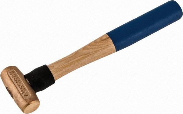 American Hammer - 1 Lb Head 1-1/8" Face Bronze Nonmarring Hammer - 12" OAL, Wood Handle - Top Tool & Supply