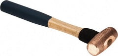 American Hammer - 1-1/2 Lb Nonsparking Copper Head Hammer - 12" OAL, 2-3/4" Head Length, 1-3/8" Face Diam, 12" Hickory Handle - Top Tool & Supply