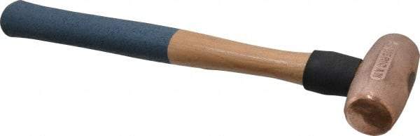 American Hammer - 3 Lb Nonsparking Copper Head Hammer - 15" OAL, 4" Head Length, 1-1/2" Face Diam, 15" Hickory Handle - Top Tool & Supply