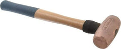 American Hammer - 4 Lb Nonsparking Copper Head Hammer - 16" OAL, 4-1/2" Head Length, 1-5/8" Face Diam, 16" Hickory Handle - Top Tool & Supply