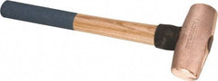 American Hammer - 5 Lb Nonsparking Copper Head Hammer - 16" OAL, 5" Head Length, 1-3/4" Face Diam, 16" Hickory Handle - Top Tool & Supply