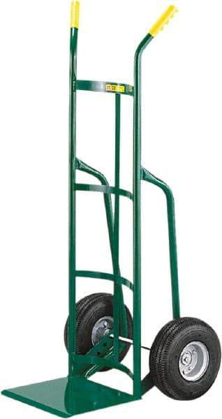 Little Giant - 800 Lb Capacity 49" OAH Hand Truck - 12 x 14" Base Plate, Dual Handle, Steel, Full Pneumatic Wheels - Top Tool & Supply