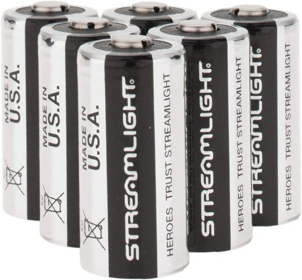 Streamlight - Size CR123A, Lithium, 6 Pack, Standard Battery - 3 Volts - Top Tool & Supply