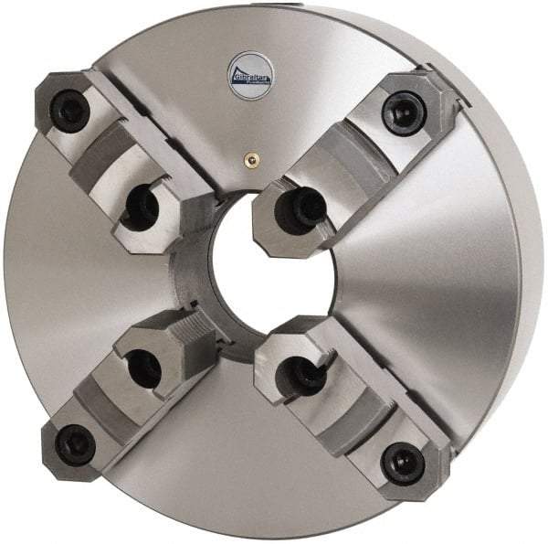 Gibraltar - 4 Jaws, 12" Diam, Self Centering Manual Lathe Chuck - Plain Back Mount Spindle, Reversible, 3-15/16" Through Hole Diam, 0.0024" Axial Runout, 0.0024" Radial Runout, Cast Iron - Top Tool & Supply