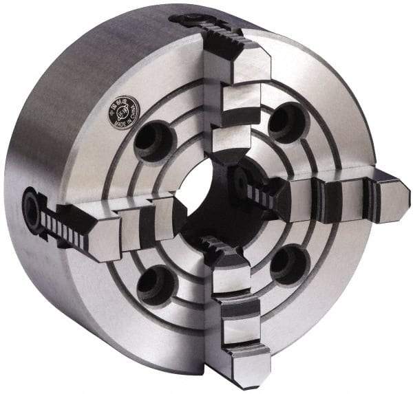 Gibraltar - 4 Jaws, 8" Diam, Independent Manual Lathe Chuck - Plain Back Mount Spindle, Reversible, 2,000 Max RPM, 2.2047" Through Hole Diam, Cast Iron - Top Tool & Supply