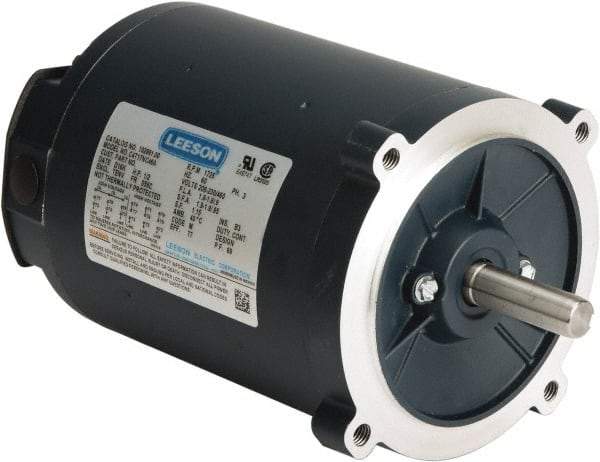 Leeson - 1/4 Max hp, 1,800 Max RPM, Electric AC DC Motor - 230/460 V Input, Three Phase, S56C Frame, C-Face Mount, TENV Enclosure - Top Tool & Supply