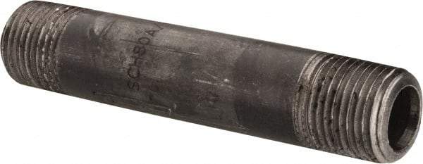 Value Collection - Schedule 80, 1/2" Diam x 4" Long Black Pipe Nipple - Threaded - Top Tool & Supply