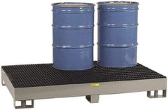 Little Giant - 99 Gal Sump, 6,000 Lb Capacity, 6 Drum, Steel Spill Deck or Pallet - 51" Long x 76" Wide x 10-1/2" High, Gray and Black, Liftable Fork, Vertical, 2 x 3 Drum Configuration - Top Tool & Supply