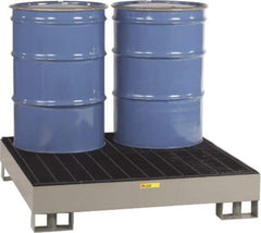 Little Giant - 66 Gal Sump, 4,000 Lb Capacity, 4 Drum, Steel Platform - 51" Long x 51" Wide x 10-1/2" High, Gray, Liftable Fork, Low Profile, Vertical, 2 x 2 Drum Configuration - Top Tool & Supply