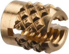 E-Z LOK - #4-40 UNC Brass Flush Press Fit Threaded Insert for Plastic - 3/16" OAL, 0.166" Insert Diam, 5/32" Hole Diam, 5/32" Drill - Top Tool & Supply