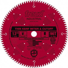 Freud - 12" Diam, 1" Arbor Hole Diam, 96 Tooth Wet & Dry Cut Saw Blade - Carbide-Tipped, Standard Round Arbor - Top Tool & Supply