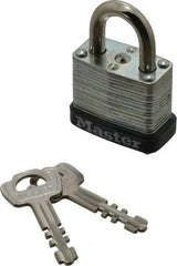 Master Lock - 1/2" Shackle Clearance, Keyed Alike Warded Cylinder Padlock - 3/16" Shackle Diam, Steel - Top Tool & Supply