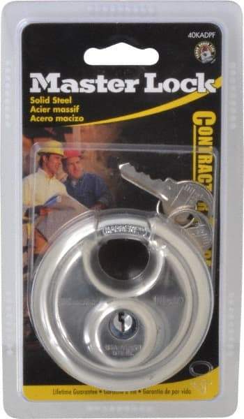 Master Lock - 3/4" Shackle Clearance, Keyed Alike Shielded Shackle Disk Lock Padlock - 3/8" Shackle Diam, Stainless Steel - Top Tool & Supply