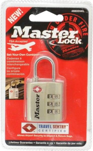 Master Lock - 3/4" Shackle Clearance, Keyed Different Luggage Lock Padlock - 1/8" Shackle Diam, Metal - Top Tool & Supply