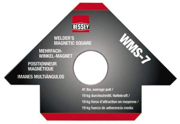 Bessey - 4-3/4" Wide x 9/16" Deep x 3-1/4" High Magnetic Welding & Fabrication Square - 41 Lb Average Pull Force - Top Tool & Supply