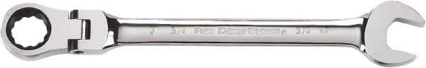 GearWrench - 9/16" 12 Point Flexhead Combination Wrench - Chrome Vanadium Steel, Full Polish Finish - Top Tool & Supply