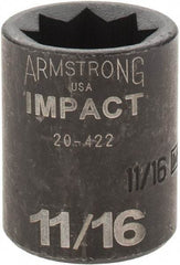 Armstrong - 1/2" Drive 11/16" Standard Impact Socket - 1-1/2" OAL - Top Tool & Supply