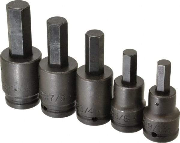 Proto - 5 Piece 3/4" Drive Inch Impact Hex Bit Socket Set - 9/16 to 1" Hex - Top Tool & Supply