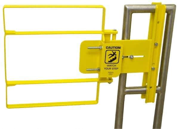 FabEnCo - Powder Coated Carbon Steel Self Closing Rail Safety Gate - Fits 34 to 36-1/2" Clear Opening, 36-1/2" Wide x 22" Door Height, 46 Lb, Yellow - Top Tool & Supply