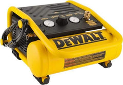 DeWALT - 0.3 HP, 0.6 CFM H, Carry Electric Oil Free Compressor - 1.0 Gallon Tank, 2.6 Amp, 135 Max psi, 120V - Top Tool & Supply