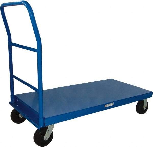 PRO-SOURCE - 3,000 Lb Capacity Steel Platform Truck - Steel Deck, 30" OAW, Phenolic Casters - Top Tool & Supply