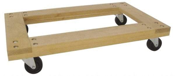 PRO-SOURCE - 1,000 Lb Capacity Hardwood/Rubber Flush Open Dolly - 36" Long x 24" Wide, 3" Wheels - Top Tool & Supply