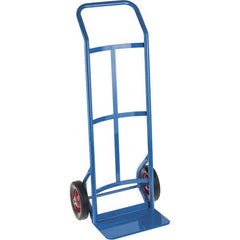 PRO-SOURCE - 500 Lb Capacity 45" OAH Hand Truck - 8 x 14" Base Plate, Continuous Swept Back Handle, Steel, Solid Rubber Wheels - Top Tool & Supply