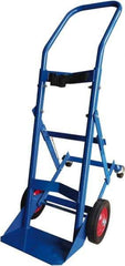 PRO-SOURCE - 500 Lb Capacity 48" OAH Cylinder Hand Truck - 7-1/2 x 14" Base Plate, Swept Back Handle, Steel, Semi-Pneumatic Wheels - Top Tool & Supply