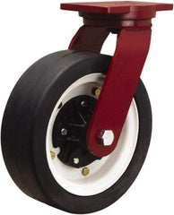 Hamilton - 12" Diam x 4" Wide, Rubber Swivel Caster - 1,200 Lb Capacity, Top Plate Mount, 6-1/8" x 7-1/2" Plate, Tapered Roller Bearing - Top Tool & Supply