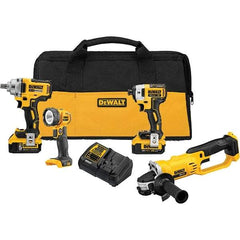 DeWALT - 20 Volt Cordless Tool Combination Kit - Includes Impact Wrench; Impact Driver; Cut-Off Tool; Handheld Light, Lithium-Ion Battery Included - Top Tool & Supply