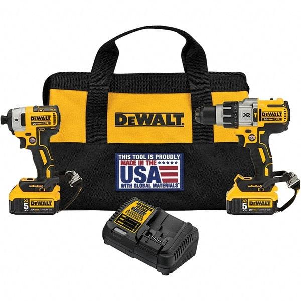 DeWALT - 20 Volt Cordless Tool Combination Kit - Includes Hammerdrill & Impact Driver, Lithium-Ion Battery Included - Top Tool & Supply