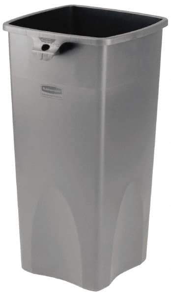 Rubbermaid - 23 Gal Gray Square Trash Can - Polyethylene, 30.9" High x 16-1/2" Long x 15-1/2" Wide - Top Tool & Supply