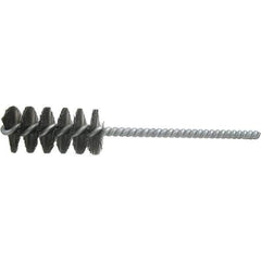 Brush Research Mfg. - 5/8" Diam Helical Steel Tube Brush - Single Spiral, 0.008" Filament Diam, 1-1/2" Brush Length, 5" OAL, 0.19" Diam Galvanized Steel Shank - Top Tool & Supply