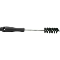 Brush Research Mfg. - 0.85" Diam Helical Nylon Tube Brush - Single Spiral, 0.008" Filament Diam, 2-1/2" Brush Length, 10-1/2" OAL, 0.22" Diam Plastic Handle Shank - Top Tool & Supply