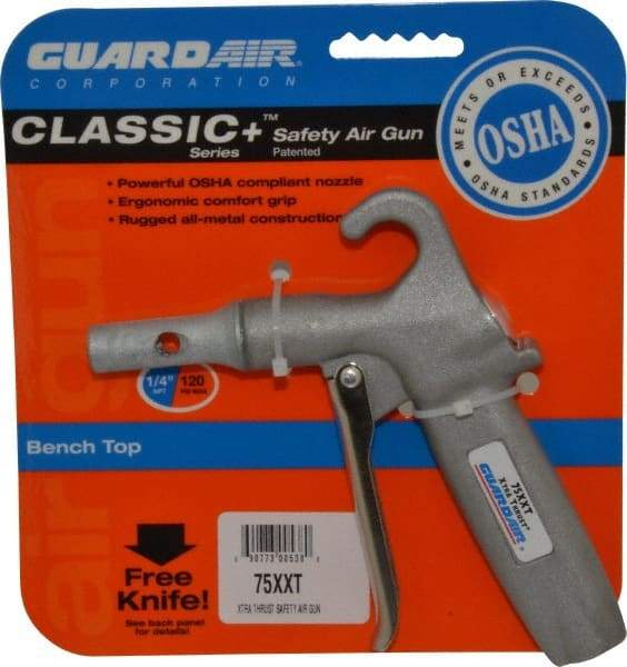 Guardair - 120 Max psi Maximum Power Venturi Nozzle Pistol Grip Blow Gun - 1/4 NPT, 2" Tube Length, Aluminum - Top Tool & Supply