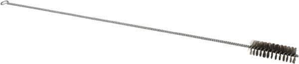 Schaefer Brush - 3" Long x 1" Diam Stainless Steel Long Handle Wire Tube Brush - Single Spiral, 27" OAL, 0.007" Wire Diam, 3/8" Shank Diam - Top Tool & Supply