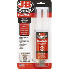 J-B Weld - Epoxy & Structural Adhesives; Type: Epoxy ; Container Size Range: Smaller than 1 oz. ; Container Size: 25 mL ; Container Type: Syringe ; Working Time (Minutes): 5 ; Color: Clear - Exact Industrial Supply