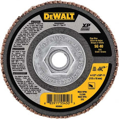 DeWALT - 4-1/2" 40 Grit 5/8-11 Center Hole Type 27 Ceramic Flap Disc - Top Tool & Supply