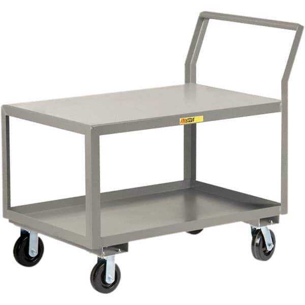 Little Giant - 3,600 Lb Capacity, 30" Wide x 60" Long x 42" High Utility Cart - 2 Shelf, Steel, 2 Rigid/2 Swivel Casters - Top Tool & Supply