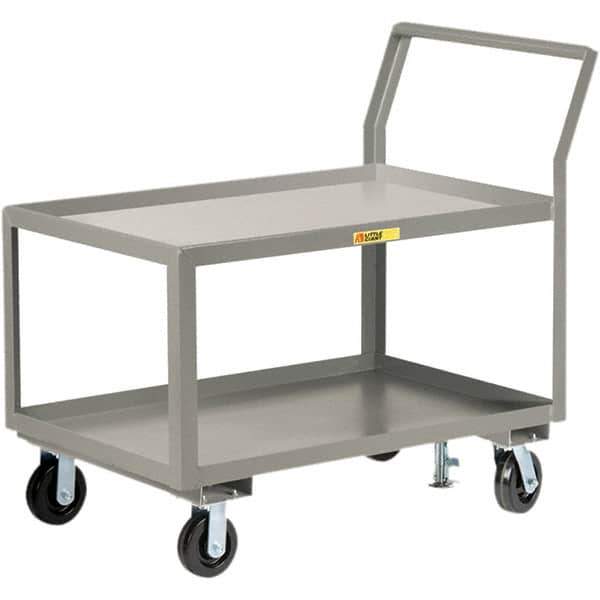 Little Giant - 3,600 Lb Capacity, 24" Wide x 36" Long x 42" High Utility Cart - 2 Shelf, Steel, 2 Rigid/2 Swivel Casters - Top Tool & Supply