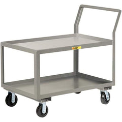 Little Giant - 3,600 Lb Capacity, 30" Wide x 48" Long x 42" High Utility Cart - 2 Shelf, Steel, 2 Rigid/2 Swivel Casters - Top Tool & Supply