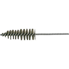 Brush Research Mfg. - 1-11/16" Diam Helical Steel Tube Brush - Single Spiral, 0.012" Filament Diam, 5" Brush Length, 10-1/2" OAL, 0.292" Diam Galvanized Steel Shank - Top Tool & Supply