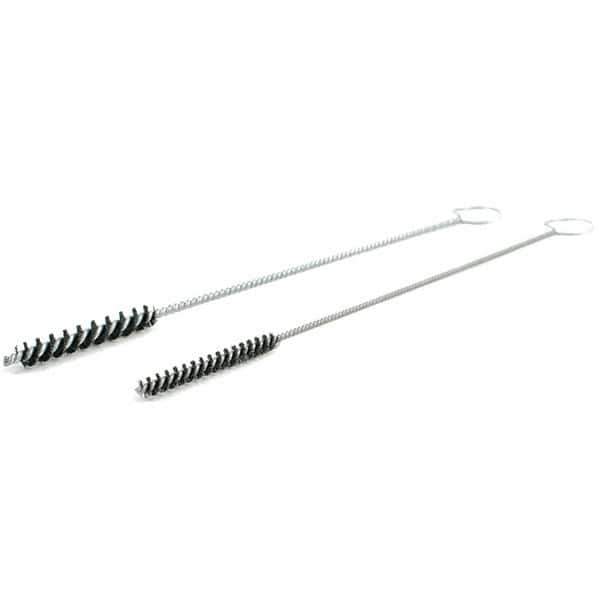 Brush Research Mfg. - 5/16" Diam Helical Nylon Tube Brush - Single Spiral, 0.008" Filament Diam, 2" Brush Length, 10" OAL, Galvanized Steel Shank - Top Tool & Supply