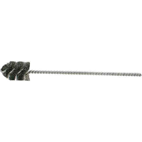 Brush Research Mfg. - 1-3/4" Diam Helical Steel Tube Brush - Single Spiral, 0.005" Filament Diam, 3" Brush Length, 8-1/2" OAL, 0.245" Diam Galvanized Steel Shank - Top Tool & Supply