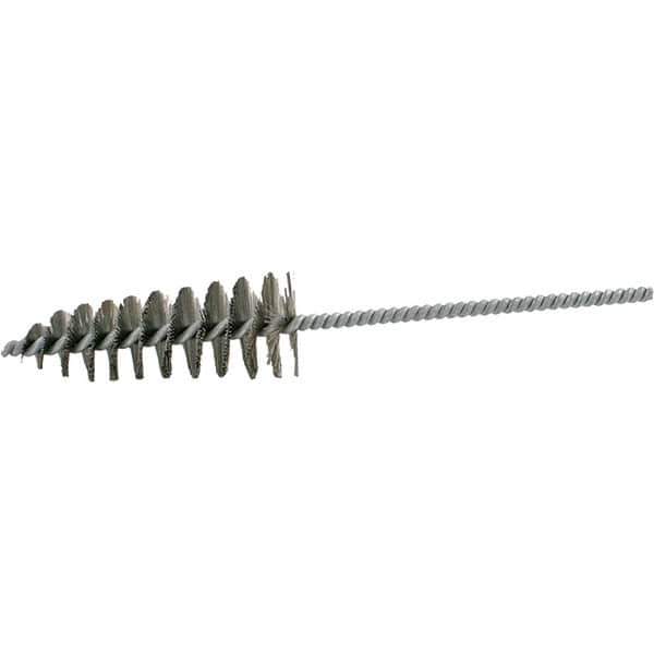 Brush Research Mfg. - 1-3/4" Diam Helical Steel Tube Brush - Single Spiral, 0.012" Filament Diam, 4-1/4" Brush Length, 10" OAL, 0.292" Diam Galvanized Steel Shank - Top Tool & Supply