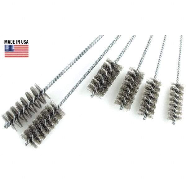 Brush Research Mfg. - 3" Diam Helical Stainless Steel Tube Brush - Single Spiral, 0.012" Filament Diam, 0.012" Brush Length, 18" OAL, 0.292" Diam Galvanized Steel Shank - Top Tool & Supply