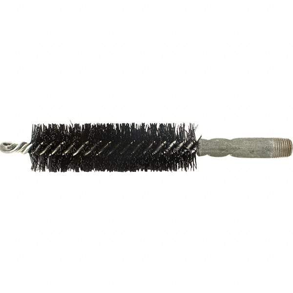 Brush Research Mfg. - 19/32" Diam Helical Nylon Tube Brush - Single Spiral, 0.01" Filament Diam, 2" Brush Length, 2-9/16" OAL, 0.14" Diam Galvanized Steel Shank - Top Tool & Supply