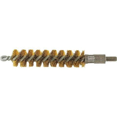 Brush Research Mfg. - 9/16" Diam Helical Brass Tube Brush - Single Spiral, 0.005" Filament Diam, 2" Brush Length, 2-9/16" OAL, 0.14" Diam Galvanized Steel Shank - Top Tool & Supply