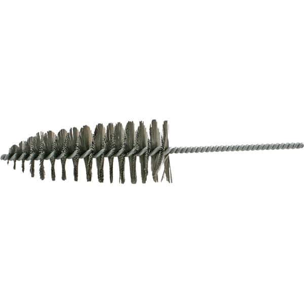 Brush Research Mfg. - 2-1/2" Diam Helical Steel Tube Brush - Single Spiral, 0.012" Filament Diam, 6-1/2" Brush Length, 12" OAL, 0.292" Diam Galvanized Steel Shank - Top Tool & Supply